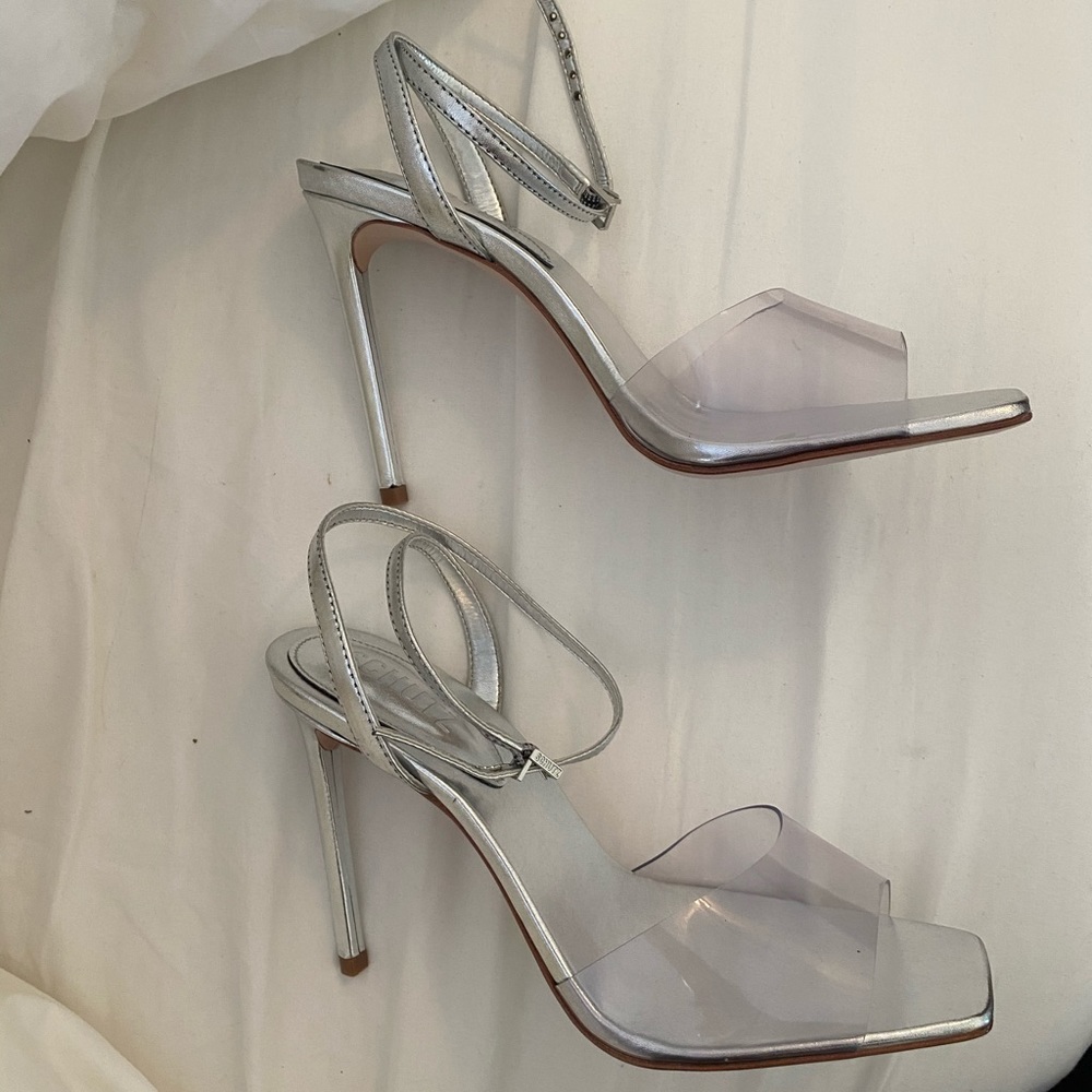 Schutz clear and silver heels